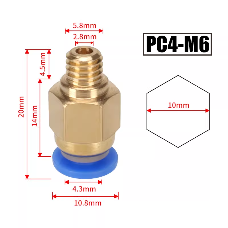 10 piezas/lote Conectores Neum - Bowden Tube reseña y precio